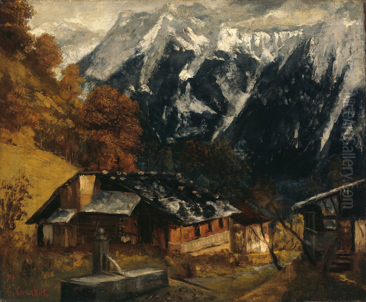 An Alpine Scene Oil Painting by Gustave Courbet