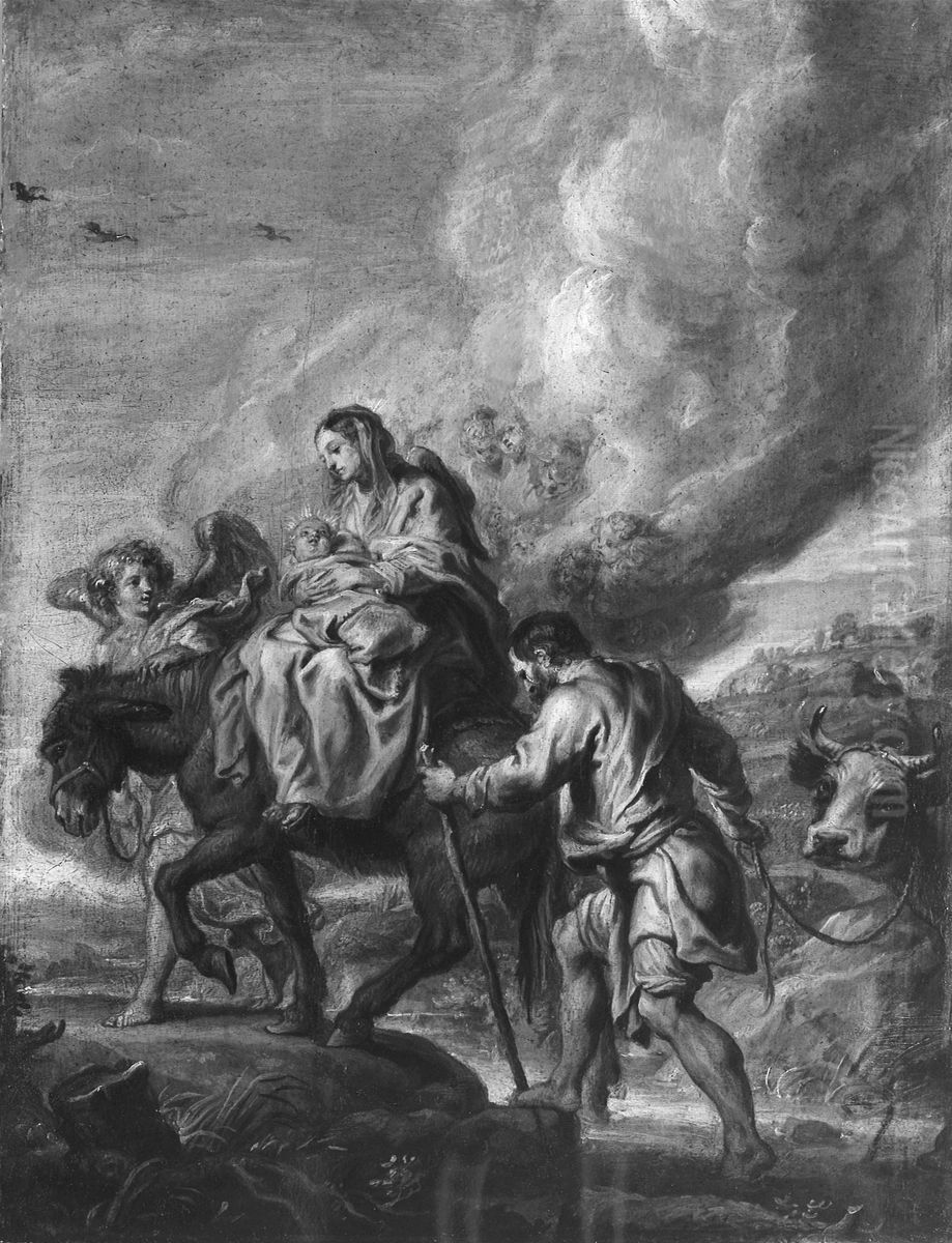 The Flight into Egypt Oil Painting by Abraham van Diepenbeeck