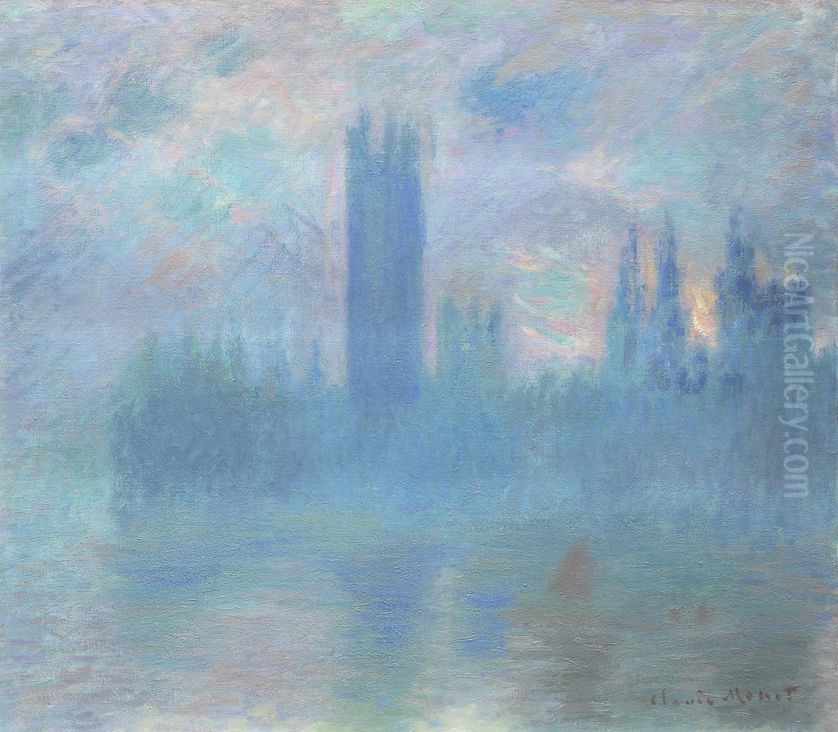 Untitled, dubbedHouses of Parliament, London[one version]. Oil Painting by Claude Oscar Monet