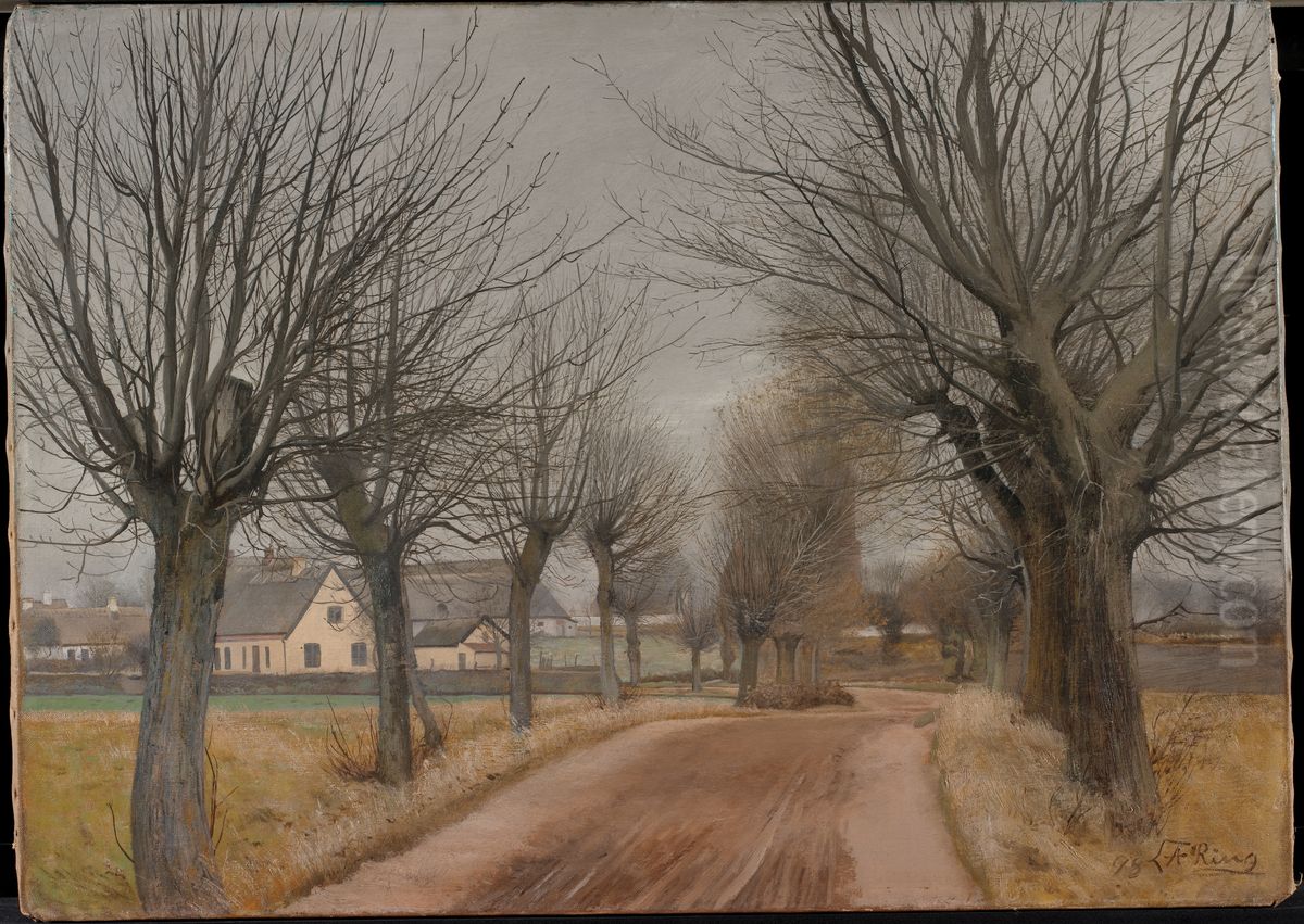 A Road near Vinderod, Zealand Oil Painting by Laurits Andersen Ring