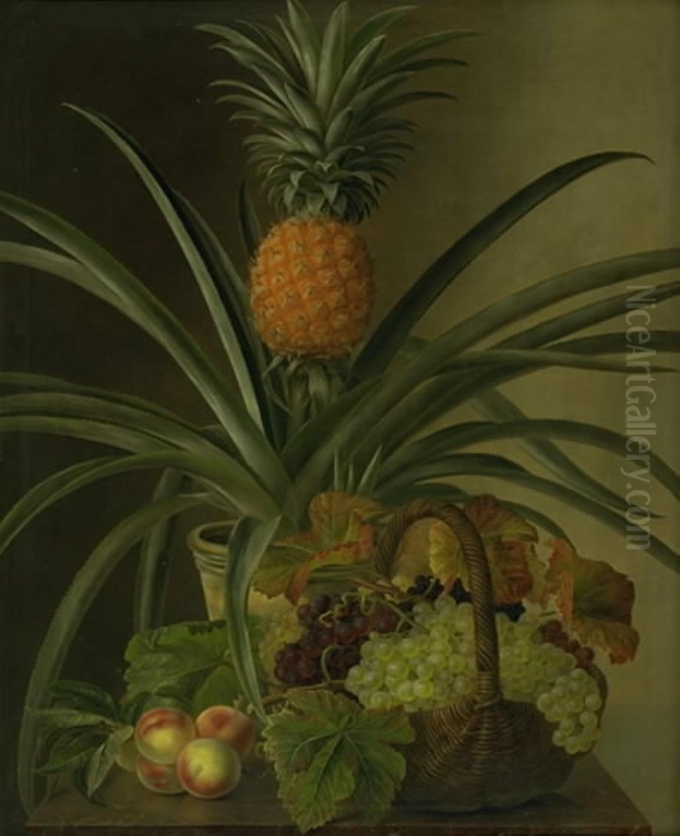 En ananas og andre frugter. Oil Painting by Johan Laurentz Jensen