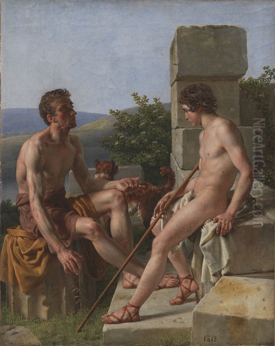 Two Sheperds Oil Painting by Christoffer Wilhelm Eckersberg