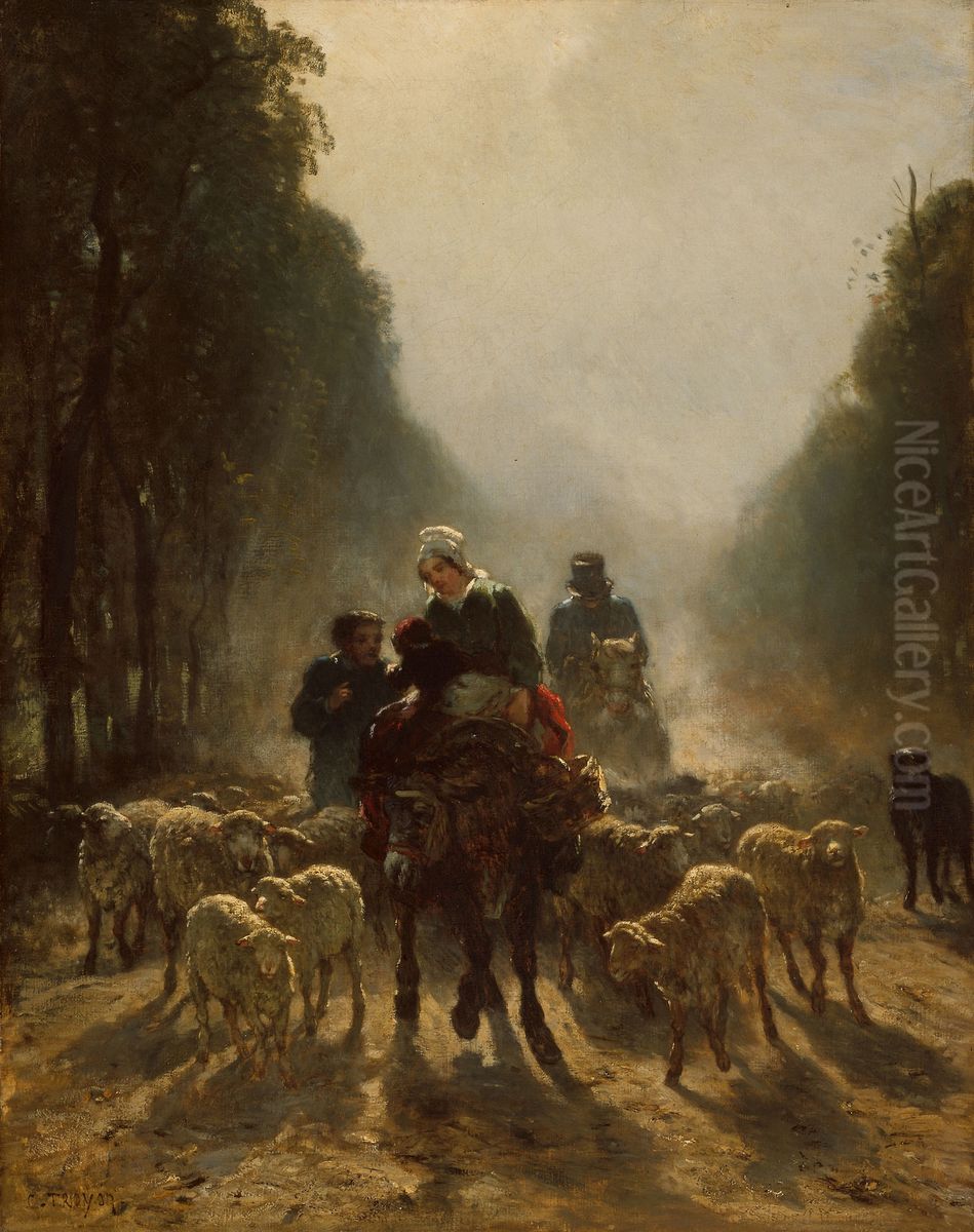 The Road to Market Oil Painting by Constant Troyon