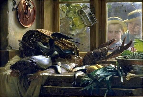 Still Life with Fish Oil Painting by Carl Heinrich Bloch