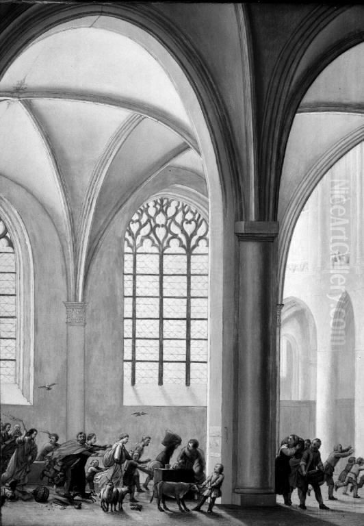 Christ Driving the Traders from the Temple Oil Painting by Pieter Jansz Saenredam