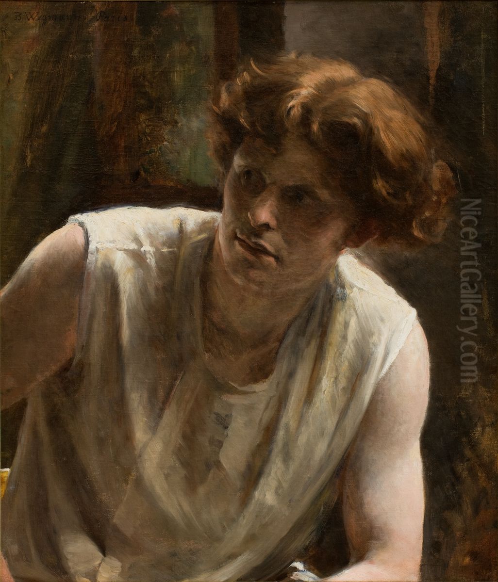 Modelstudie Oil Painting by Bertha Wegmann