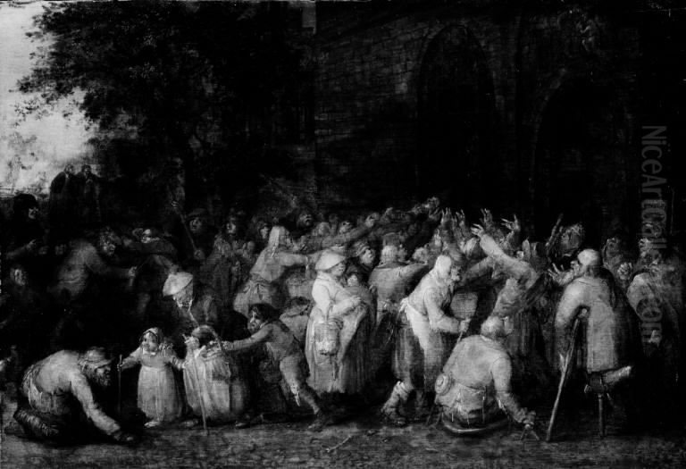 Distributing Bread to the Poor Oil Painting by David Vinckboons I