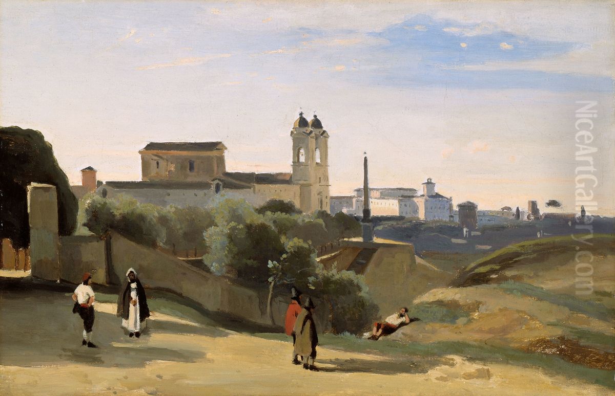 Monte Pincio, Rome Oil Painting by Jean-Baptiste Camille Corot