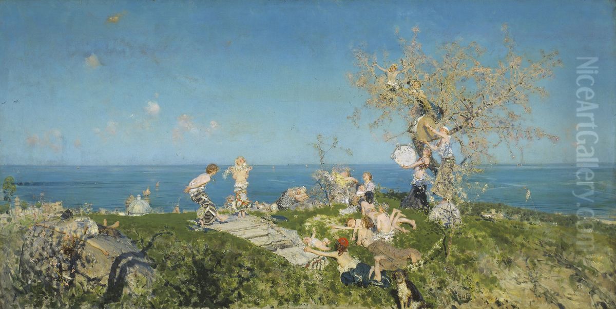 Springtime and Love Oil Painting by Francesco Paolo Michetti