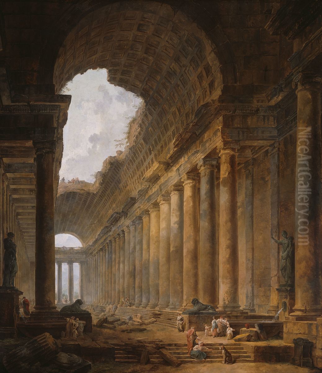 The Old Temple Oil Painting by Hubert Robert