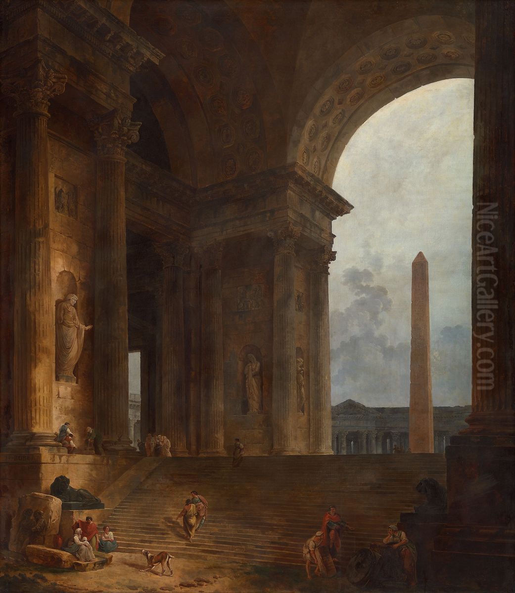 The Obelisk Oil Painting by Hubert Robert