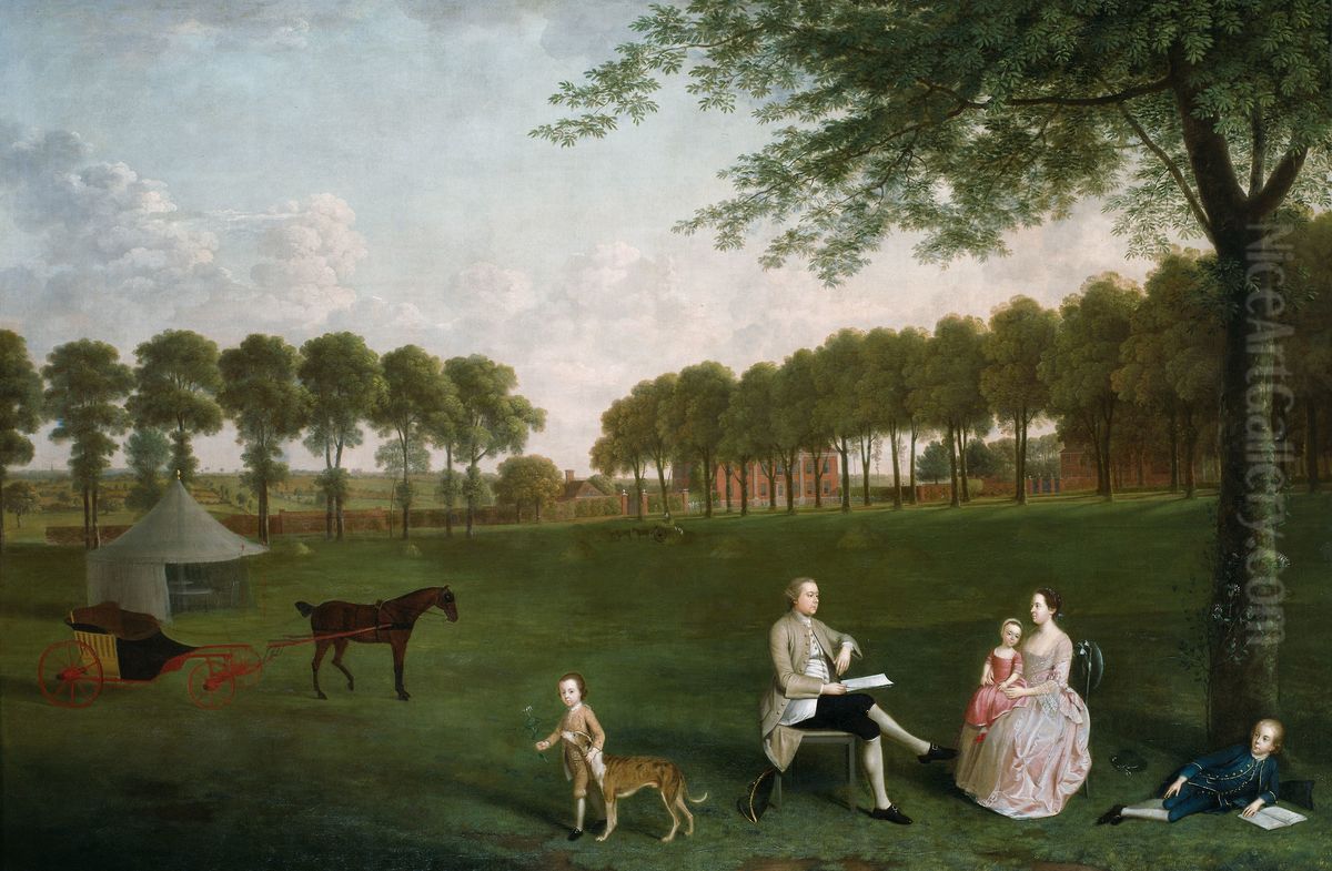 Sir John Shaw and his Family in the Park at Eltham Lodge, Kent Oil Painting by Arthur Devis