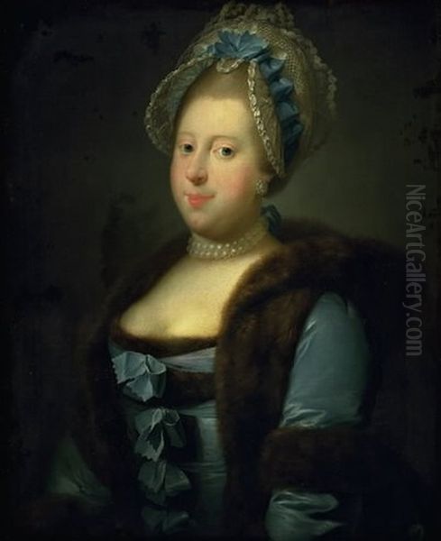 Caroline Mathilde, Christian VII's dronning Oil Painting by Jens Juel