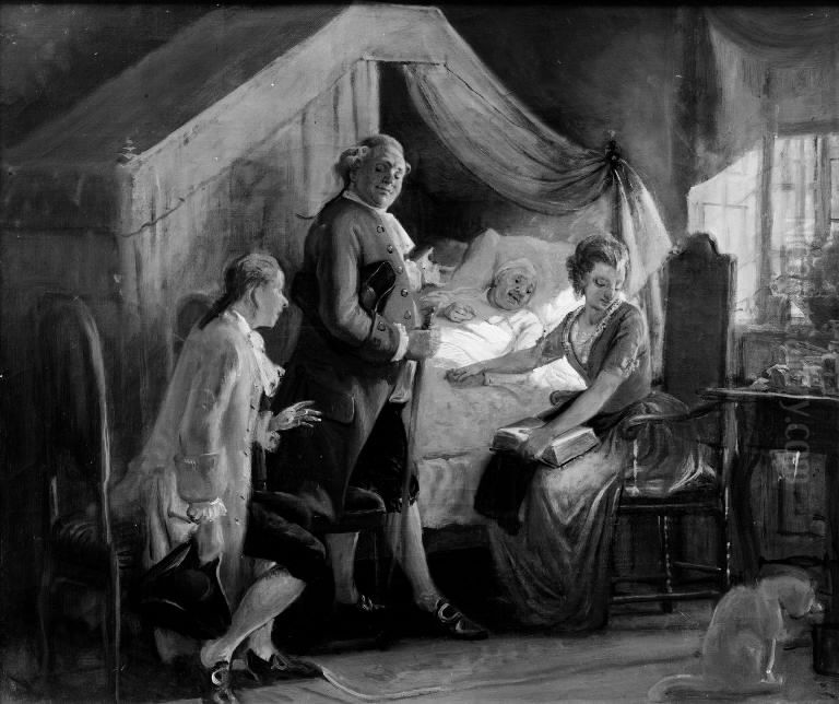 En trolovelse ved sygesengen Oil Painting by Wilhelm Marstrand