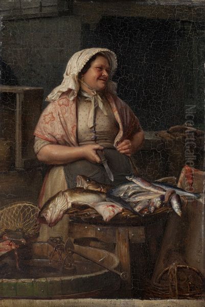 A Fishwife Oil Painting by Carl Heinrich Bloch