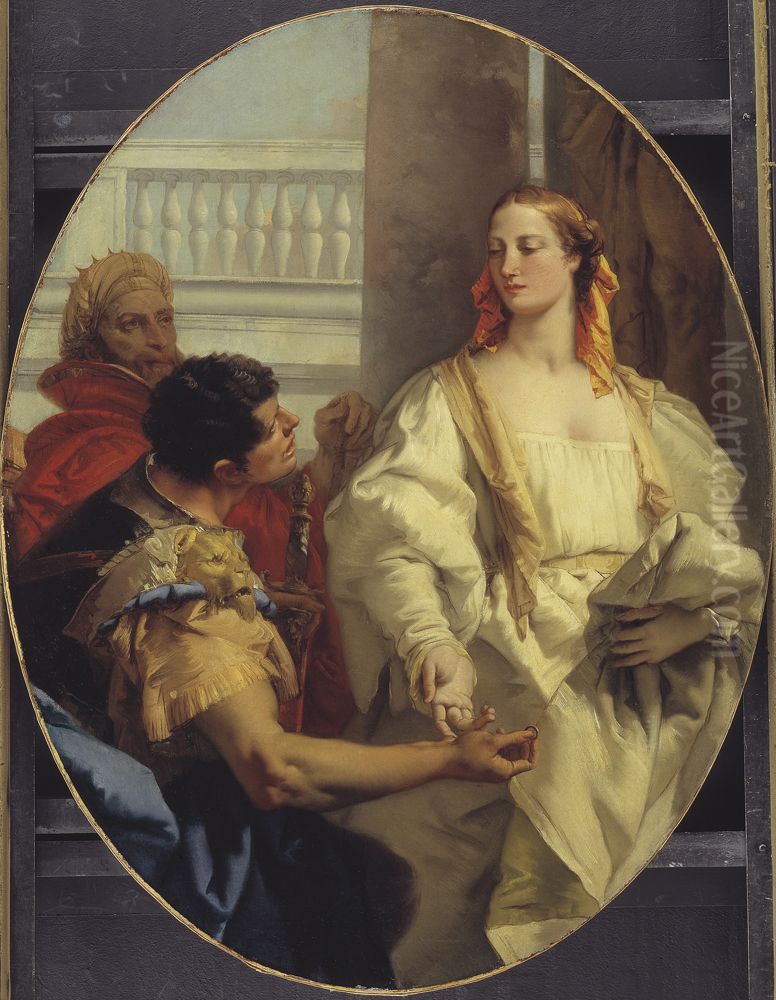 Latinus Offering his Daughter Lavinia to Aeneas in Matrimony Oil Painting by Giovanni Battista Tiepolo