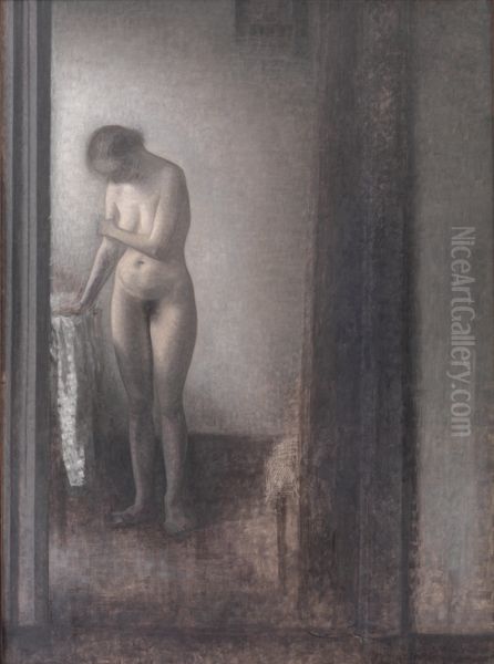 Standing Female Nude Oil Painting by Vilhelm Hammershoi