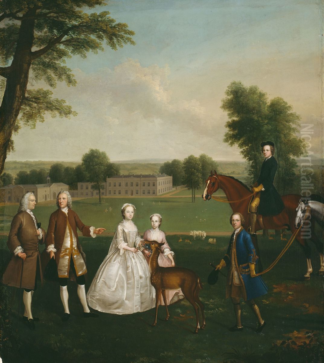Thomas Lister and Family at Gisburne Park Oil Painting by Arthur Devis