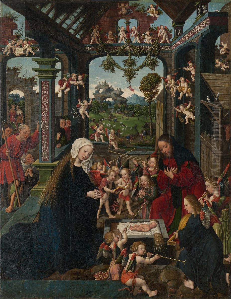 The Adoration of the Christ Child Oil Painting by Jacob Cornelisz van Oostsanenand workshop