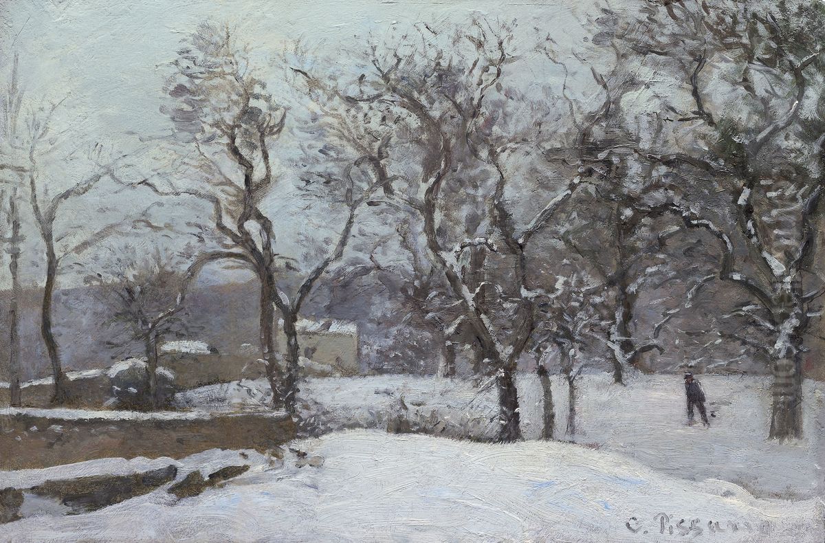 Snow at Louveciennes Oil Painting by Camille Pissarro