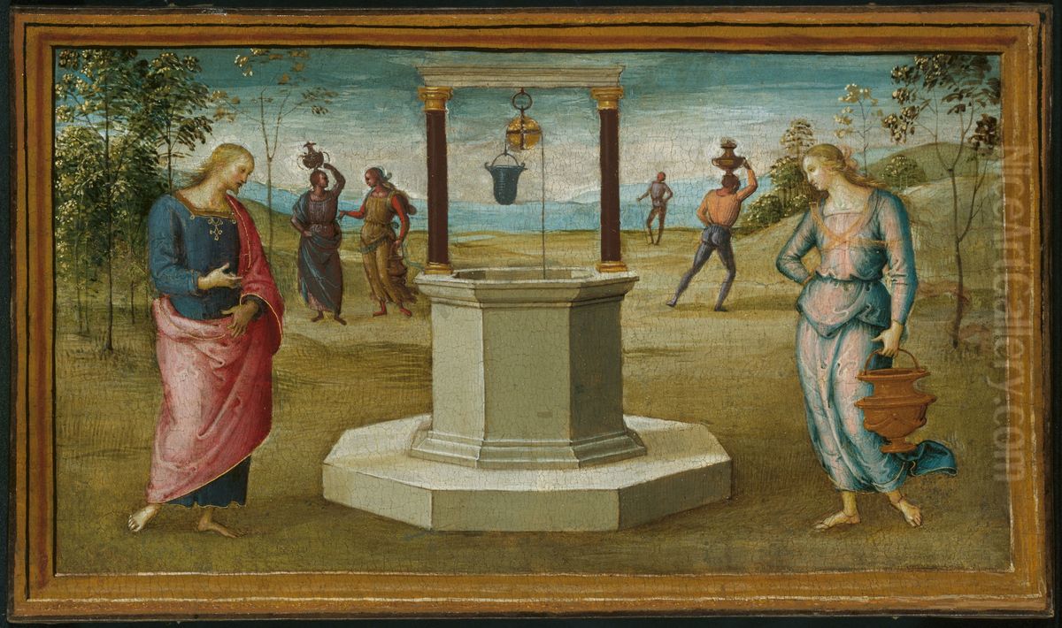Christ and the Woman of Samaria Oil Painting by Pietro Vannucci Perugino