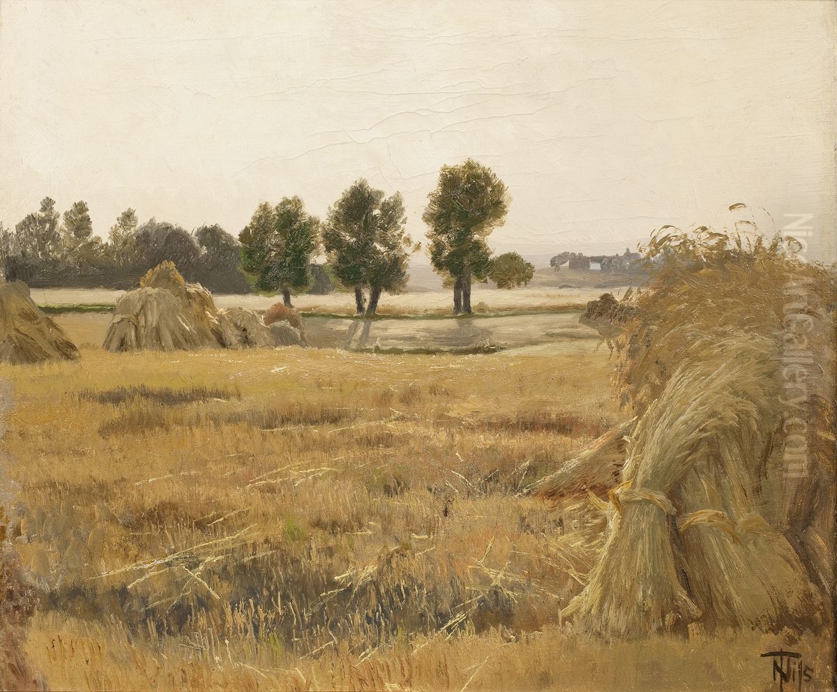 Mark med korntraver Oil Painting by Thorvald Niss