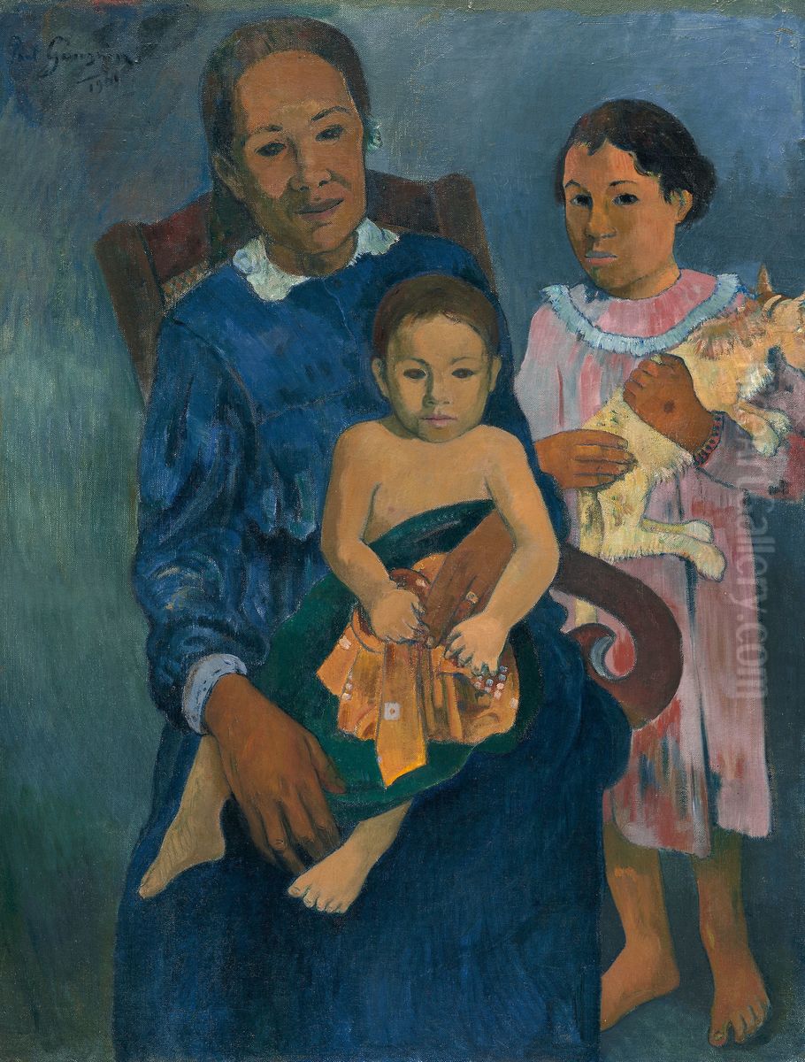 Femme et deux enfants Oil Painting by Paul Gauguin