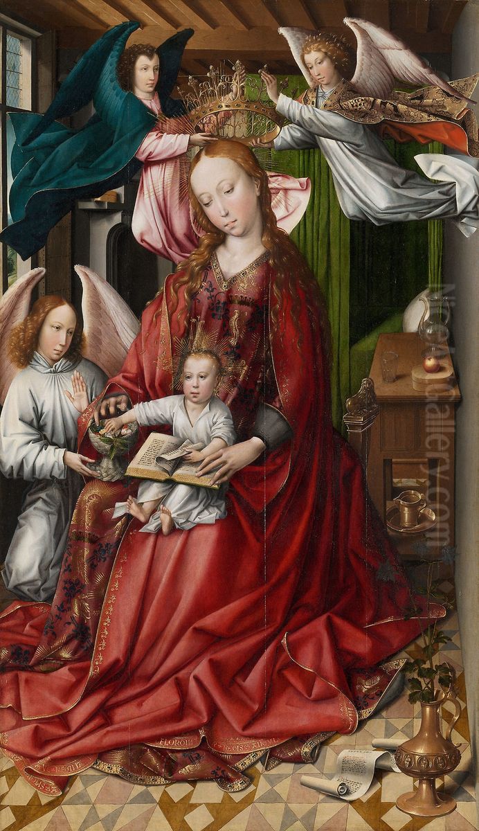 Virgin and Child Crowned by Angels Oil Painting by Colijn de Coter