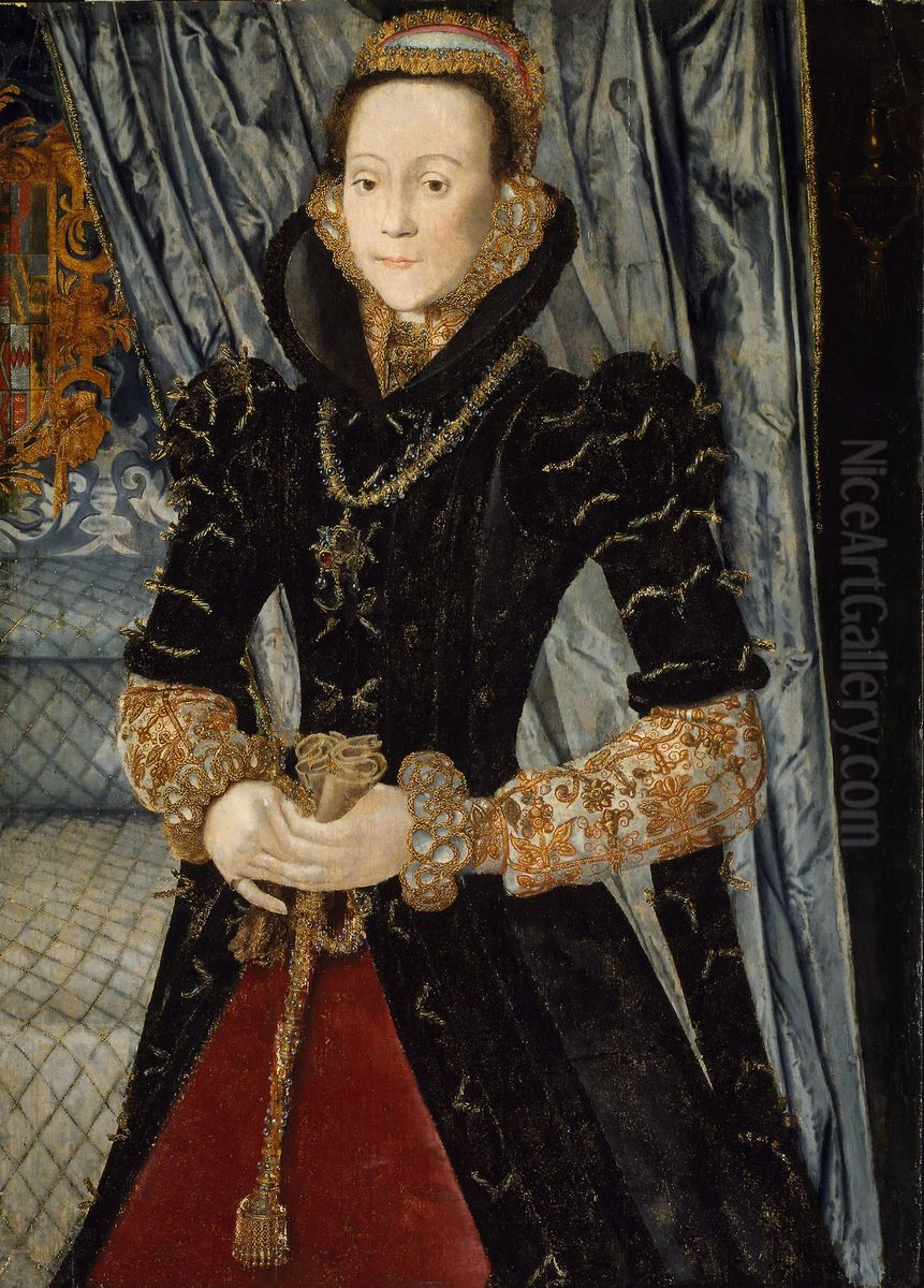 Portrait of a Lady of the Wentworth Family (Probably Jane Cheyne) Oil Painting by Hans Eworth