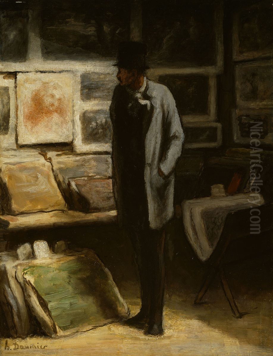 The Print Collector Oil Painting by Honore Daumier