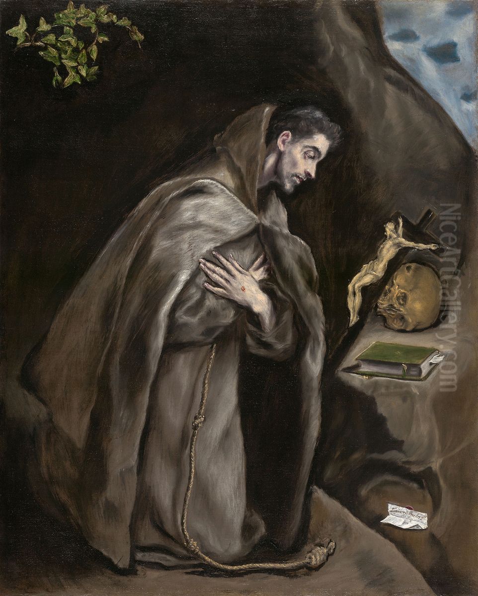 Saint Francis Kneeling in Meditation Oil Painting by El Greco