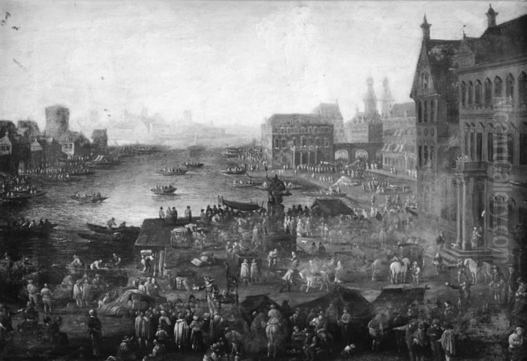 Square in Paris with Many Figures Oil Painting by Jacques Callot