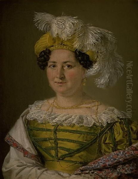 Portrait of Mrs. Pauline Hagen Oil Painting by Christian Albrecht Jensen