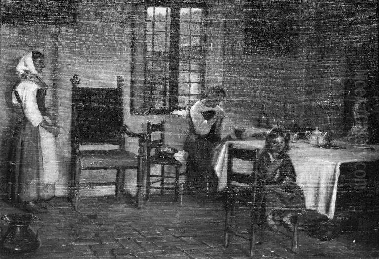 An Italian Interior Oil Painting by Wilhelm Marstrand