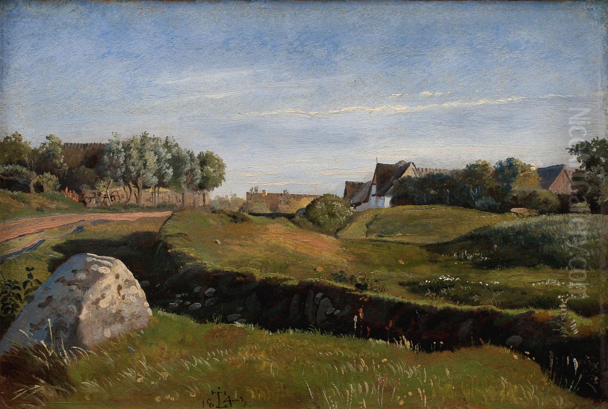 Landscape near Vejby seen from the North. Afternoon Light Oil Painting by Johan Lundbye