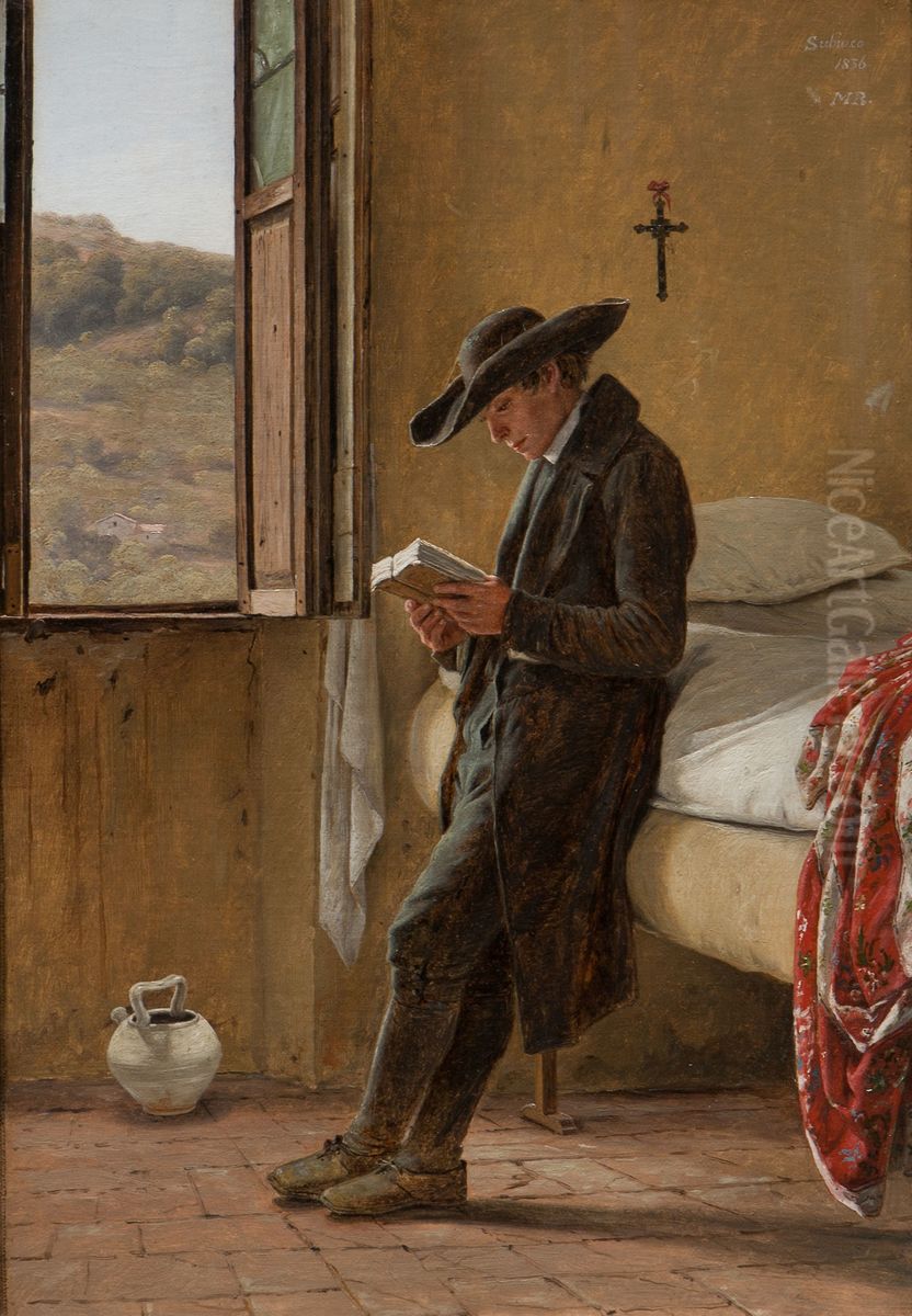 Young Clergyman Reading Oil Painting by Martinus Rorbye