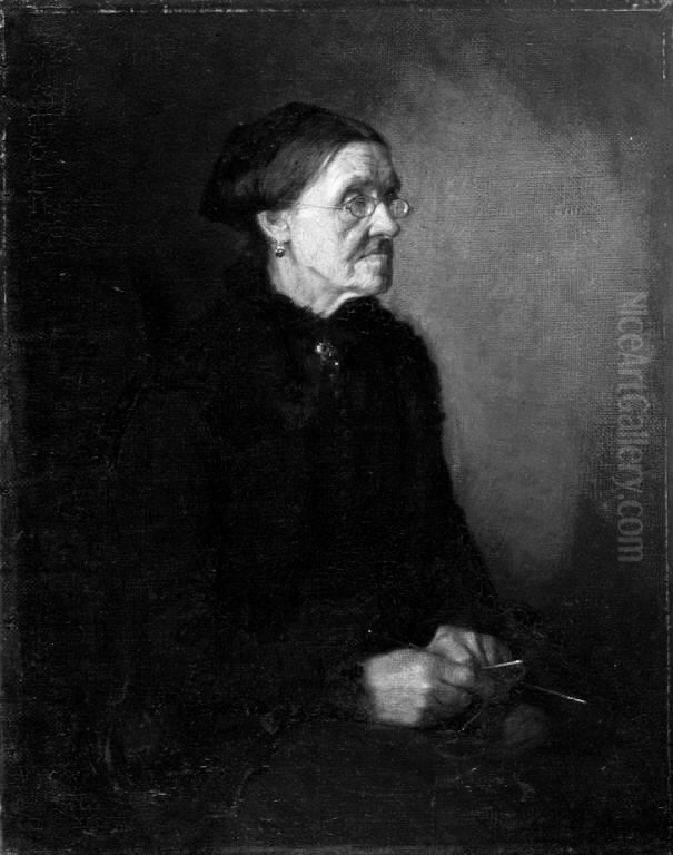 Dameportraet Oil Painting by Knud Larsen