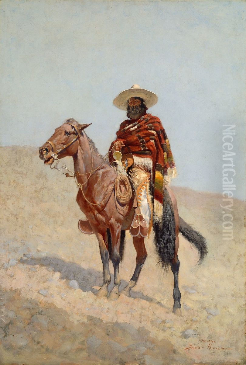 A Mexican Vaquero Oil Painting by Frederic Remington