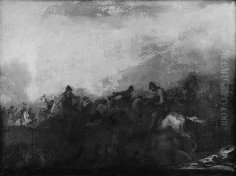 Cavalry Skirmish Oil Painting by Rugendas, Georg Philipp I