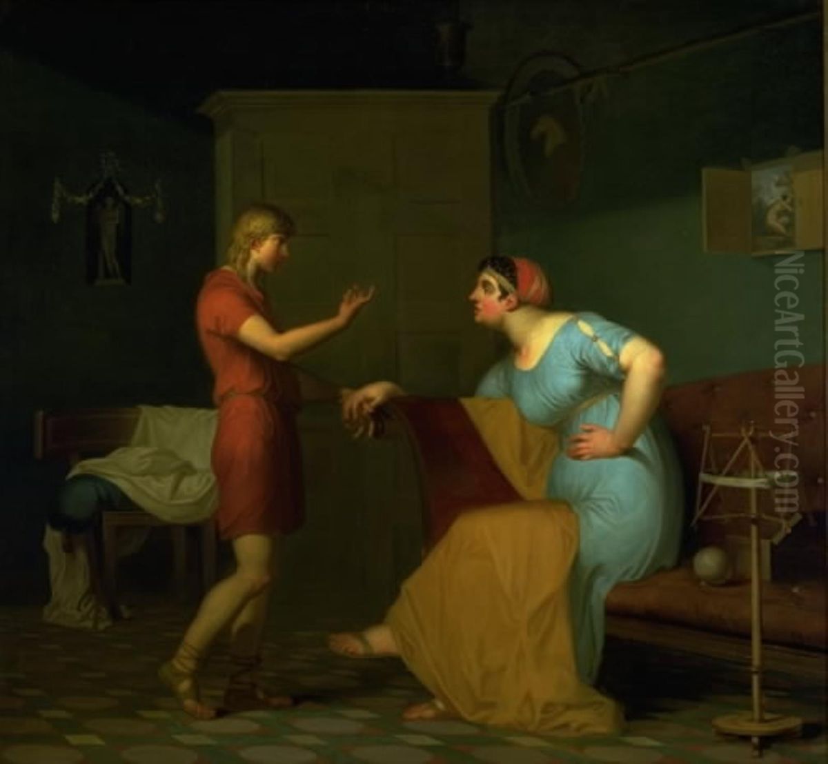 Papirius and his Mother Oil Painting by Nicolai Abildgaard