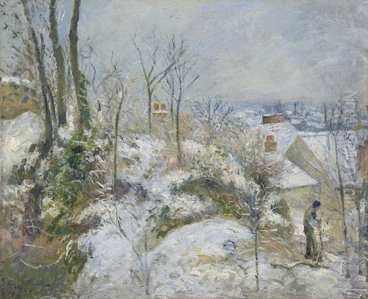 La Garenne, a Pontoise; effet de neige Oil Painting by Camille Pissarro