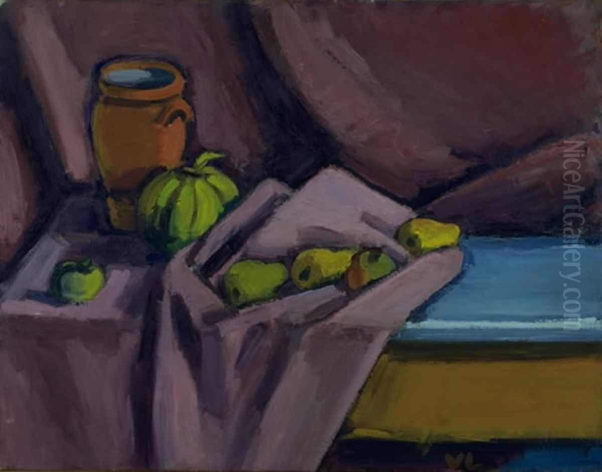 Still Life With a Jar and Fruits Oil Painting by Vilhelm Lundstrom