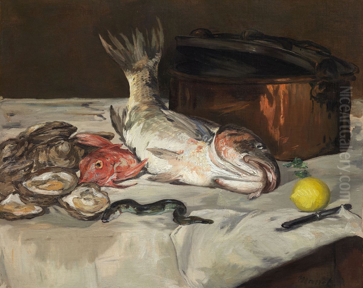 Fish (Still Life) Oil Painting by Edouard Manet