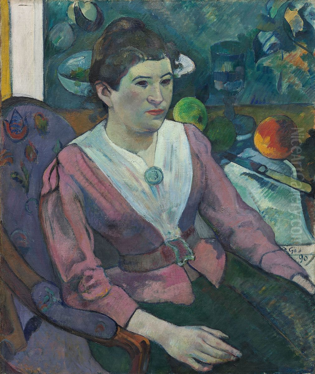 Portrait de femme a la nature morte de Cezanne Oil Painting by Paul Gauguin
