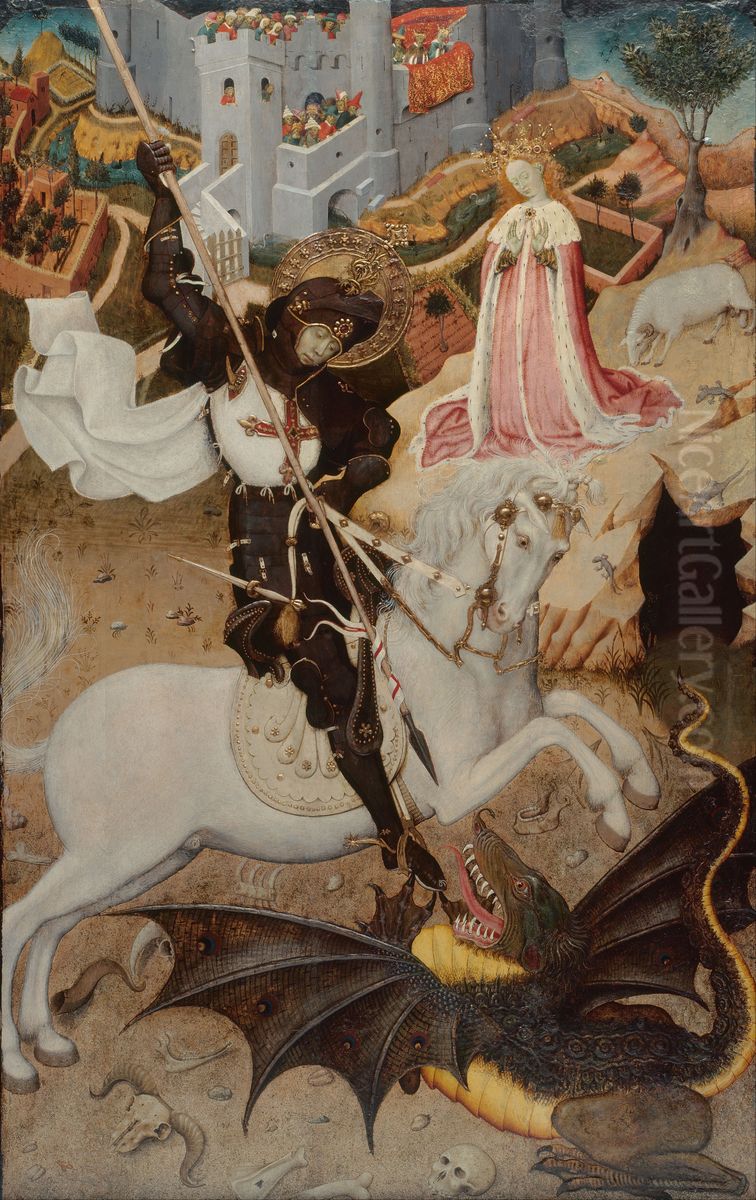 Saint George Killing the Dragon Oil Painting by Bernat Martorell