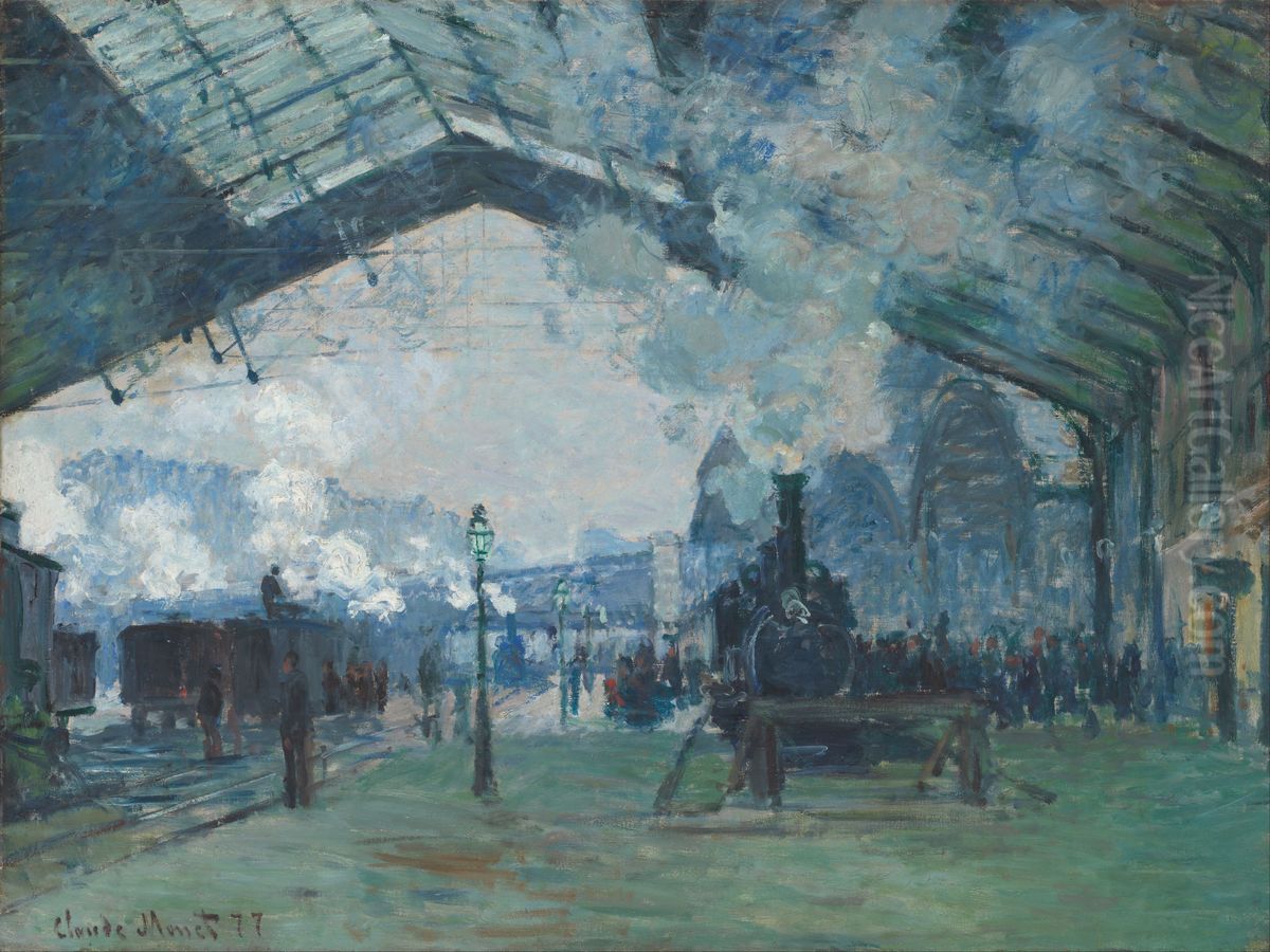 Bahnhof Saint Lazare in Paris Oil Painting by Claude Oscar Monet