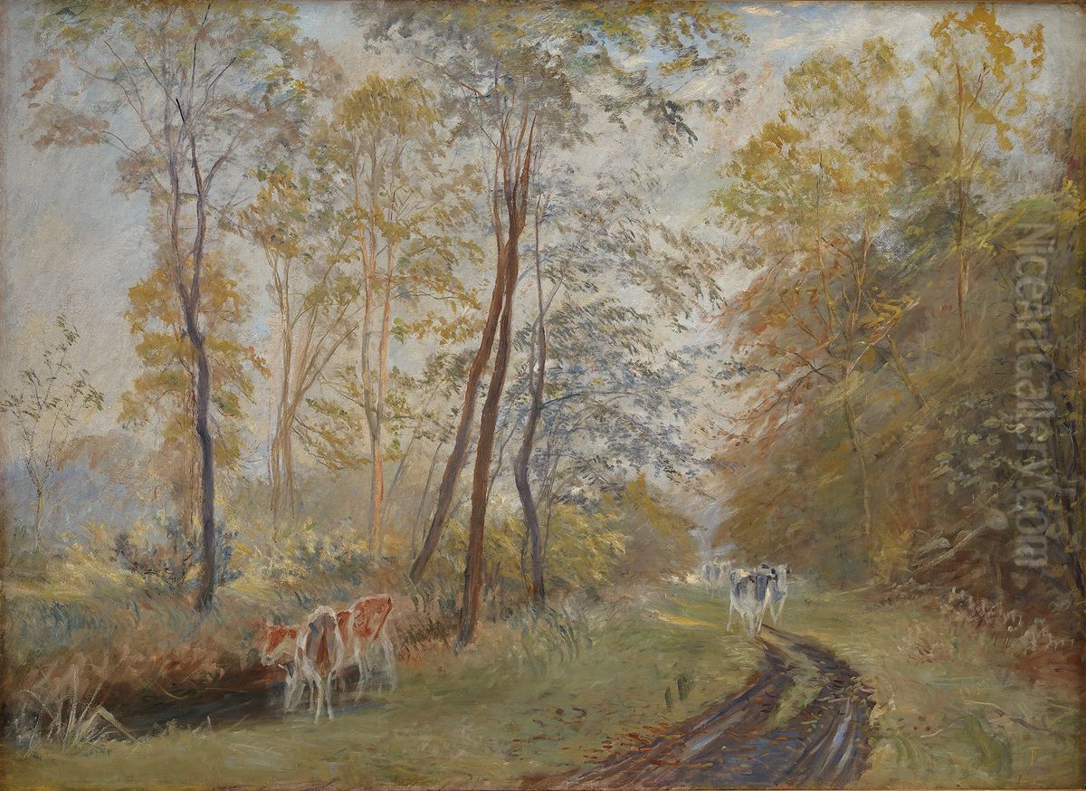 The River Sorteaa near Mejlgaard Manor, Jutland Oil Painting by Theodor Esbern Philipsen