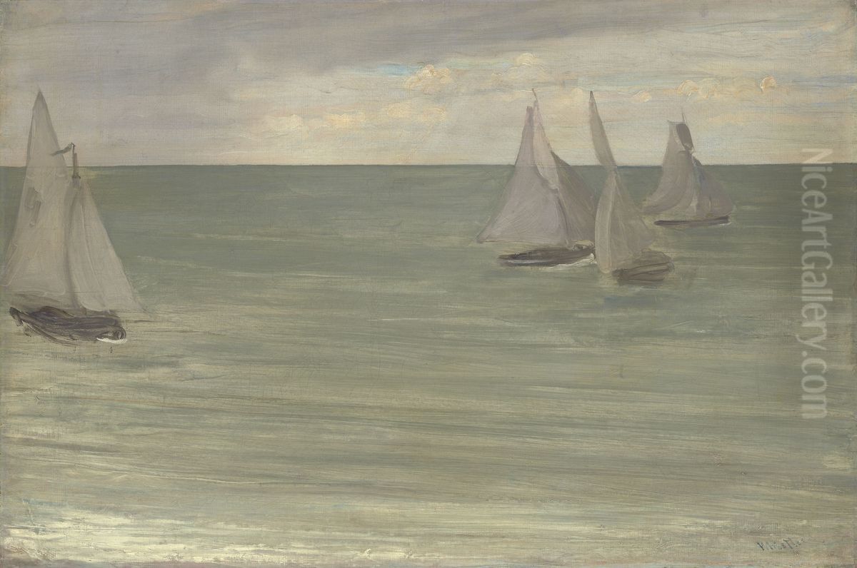Trouville (Grey and Green, the Silver Sea) Oil Painting by James McNeill Whistler