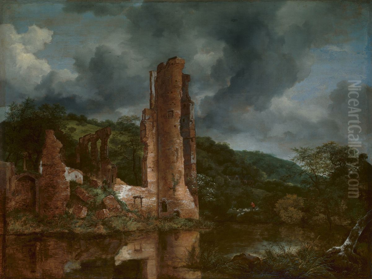 Landscape with the Ruins of the Castle of Egmond Oil Painting by Jacob Van Ruisdael
