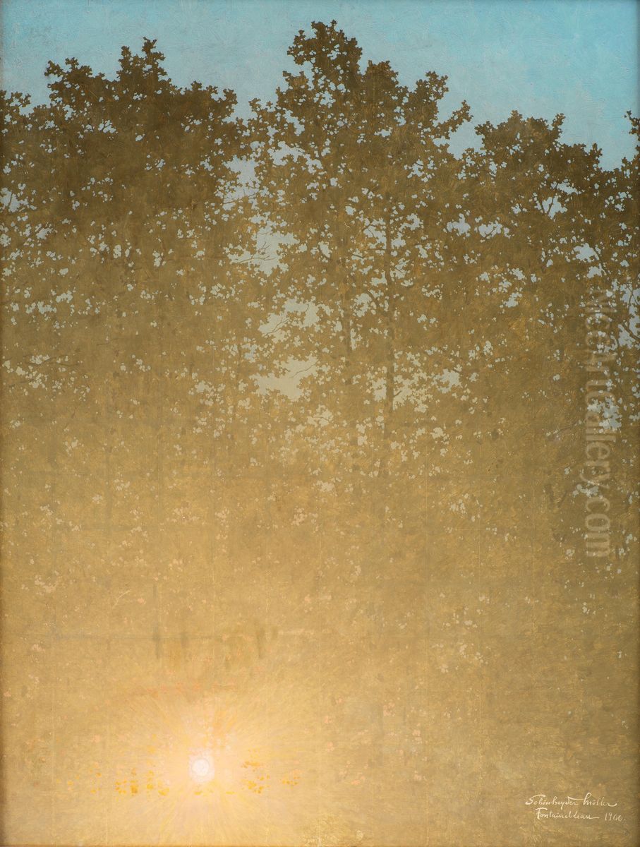 Solnedgang. Fontainebleau Oil Painting by Valdemar Schonheyder Moller